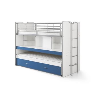 Pat pentru copii alb/albastru supraetajat/cu extensie suplimentară cu spațiu de depozitare cu somieră 90x200 cm Bonny – Vipack Pat pentru copii alb/albastru supraetajat/cu extensie suplimentară cu spațiu de depozitare cu somieră 90x200 cm Bonny – Vipack