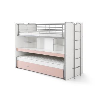 Pat pentru copii alb/roz supraetajat/cu extensie suplimentară cu spațiu de depozitare cu somieră 90x200 cm Bonny – Vipack Pat pentru copii alb/roz supraetajat/cu extensie suplimentară cu spațiu de depozitare cu somieră 90x200 cm Bonny – Vipack