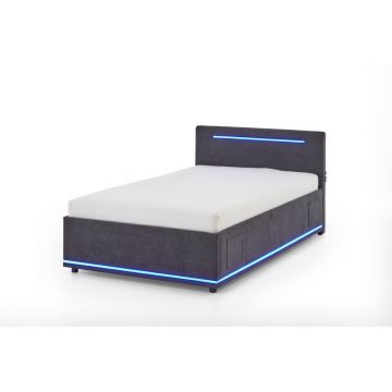 Pat pentru copii gri închis tapițat cu spațiu de depozitare cu somieră 140x200 cm Circle – Meise Möbel Pat pentru copii gri închis tapițat cu spațiu de depozitare cu somieră 140x200 cm Circle – Meise Möbel