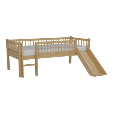 Pat pentru copii în culoare naturală înalt din lemn de fag cu tobogan cu somieră 90x200 cm Forrest – Vipack Pat pentru copii în culoare naturală înalt din lemn de fag cu tobogan cu somieră 90x200 cm Forrest – Vipack