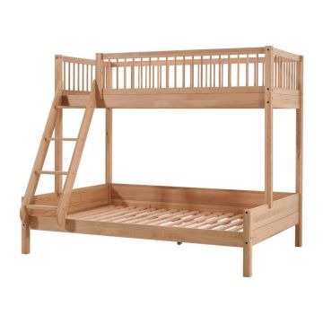 Pat pentru copii în culoare naturală supraetajat din lemn de stejar cu somieră 140x200/90x200 cm Forrest – Vipack Pat pentru copii în culoare naturală supraetajat din lemn de stejar cu somieră 140x200/90x200 cm Forrest – Vipack