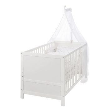 Pătuț alb cu baldachin 70x140 cm Sternenzauber – Roba Pătuț alb cu baldachin 70x140 cm Sternenzauber – Roba