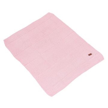 Paturica tricotata pentru bebelusi bumbac si fibre bambus Cangaroo Popcorn Roz 80x110 cm Paturica tricotata pentru bebelusi bumbac si fibre bambus Cangaroo Popcorn Roz 80x110 cm