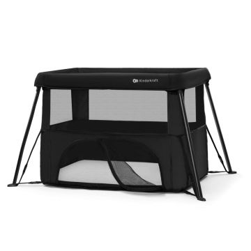 Patut pliabil Kinderkraft Cami Black cu doua nivele si rucsac de calatorie Patut pliabil Kinderkraft Cami Black cu doua nivele si rucsac de calatorie