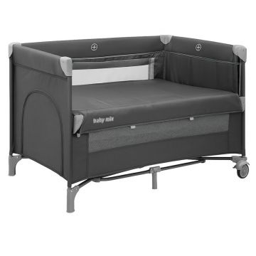 Patut pliant, Baby Mix, Cu doua nivele, Cu laterala culisanta, 120x60 cm, Ideal pt calatorii si uz cotidian, Cu intrare laterala cu fermoar, Roti, Conform cu standardul EN 716: 2017-07, Grey Patut pliant, Baby Mix, Cu doua nivele, Cu laterala culisanta, 120x60 cm, Ideal pt calatorii si uz cotidian, Cu intrare laterala cu fermoar, Roti, Conform cu standardul EN 716: 2017-07, Grey