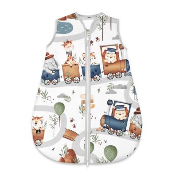 Sac de dormit, MimiNu, Pentru bebelusi, De iarna, Din bumbac certificat Oeko Tex Standard 100, Cu fermoar, 70 cm, 0 - 6 luni, 2.5 Tog, Zoo in train Sac de dormit, MimiNu, Pentru bebelusi, De iarna, Din bumbac certificat Oeko Tex Standard 100, Cu fermoar, 70 cm, 0 - 6 luni, 2.5 Tog, Zoo in train