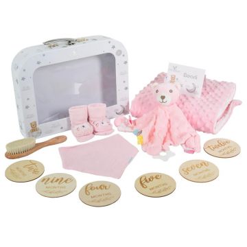 Set cadou pentru bebelusi Cangaroo 6 in 1 Bearli Roz Set cadou pentru bebelusi Cangaroo 6 in 1 Bearli Roz