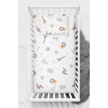 Set cearceaf de pat cu elastic pentru copii, Jungle, Wheeppo, Bumbac Ranforce Set cearceaf de pat cu elastic pentru copii, Jungle, Wheeppo, Bumbac Ranforce